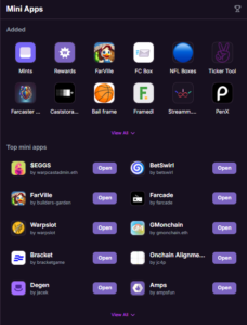 Mini apps de frames en Warpcast