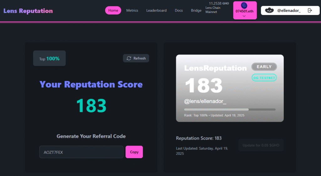 Mint score de lensreputacion