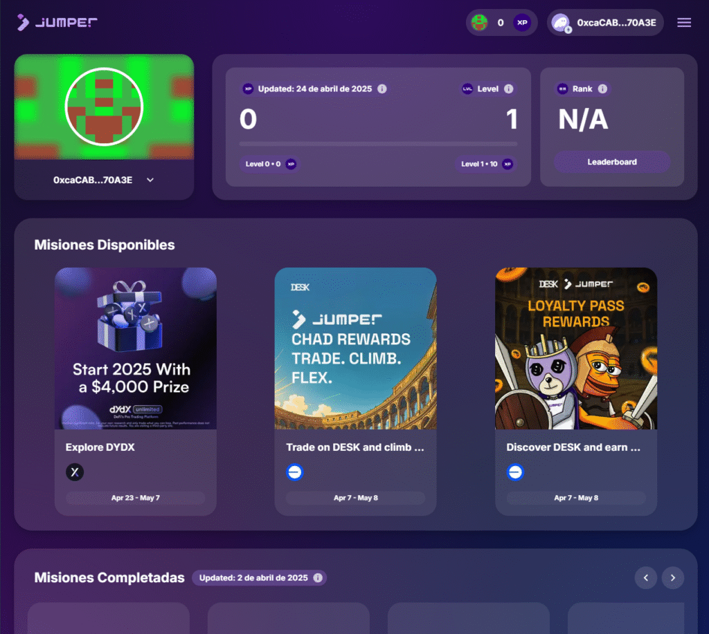 Misiones de jumper exchangue bridge LIFI airdrop