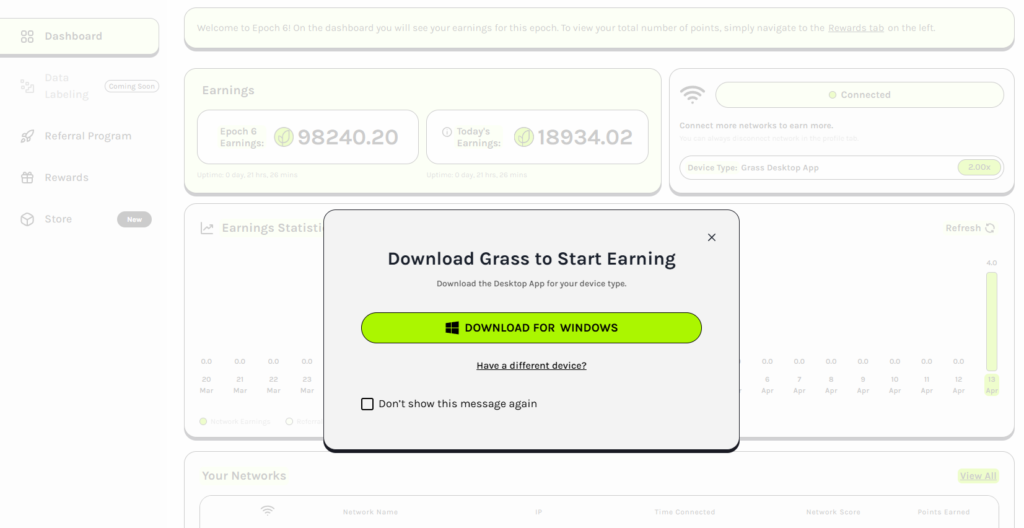 Grass panel depin airdrop