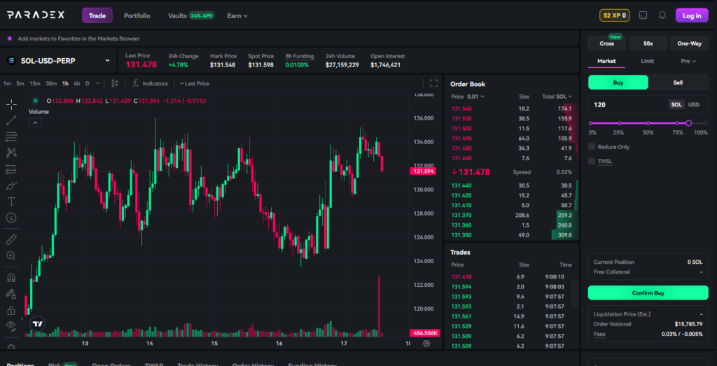 Paradex trading puntos xp airdrop
