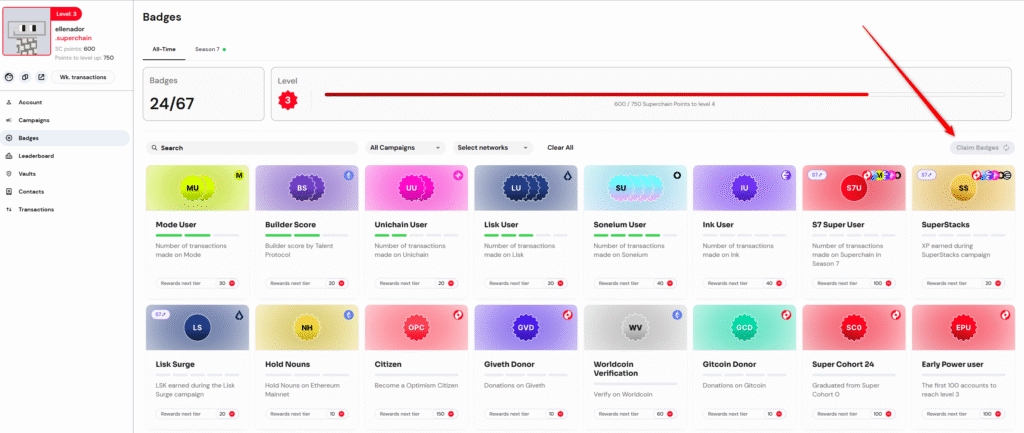 insignias en superchain eco