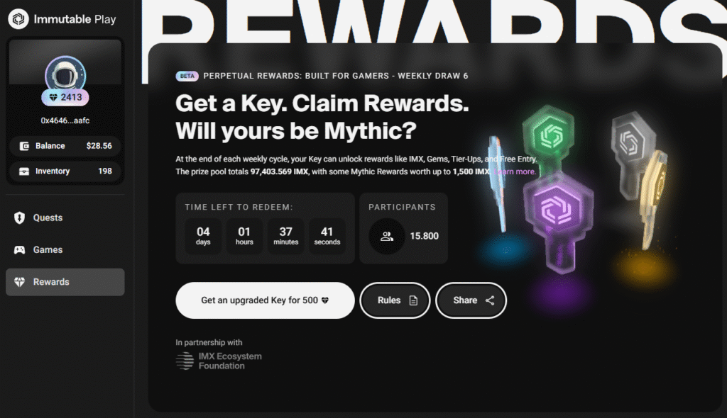 llaves de immutable imx