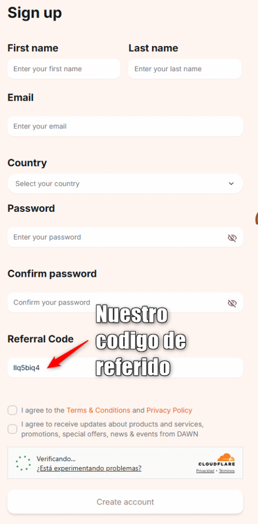 Registro en dawn depin para ganar puntos convertiles en airdrop