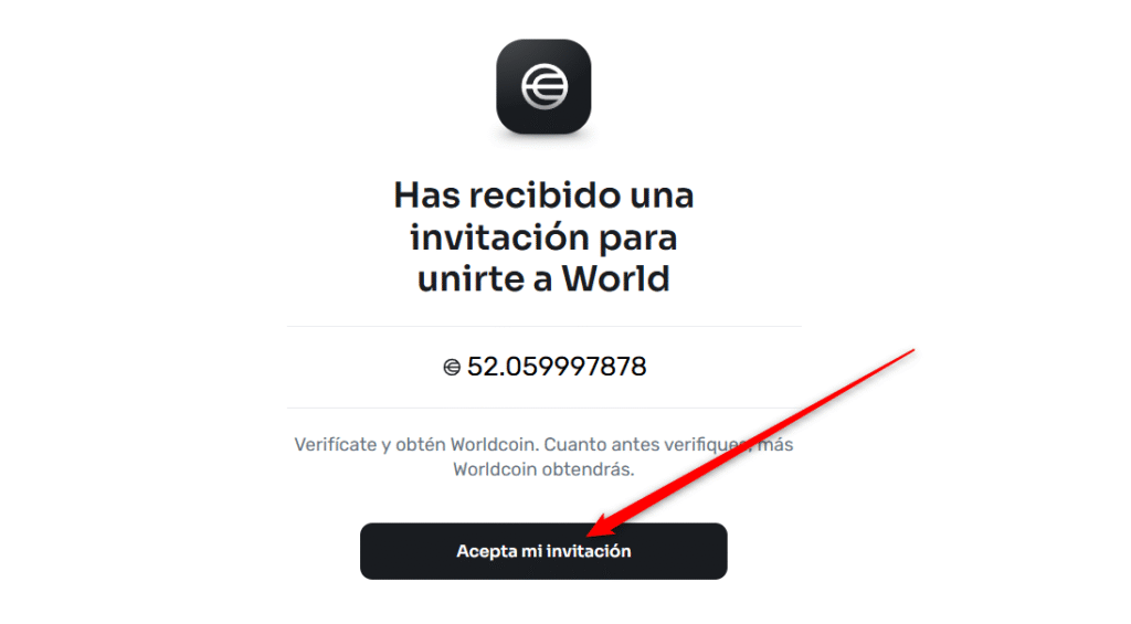 Aceptar invitación de worldcoin