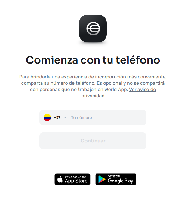 Worldcoin app movil opcion