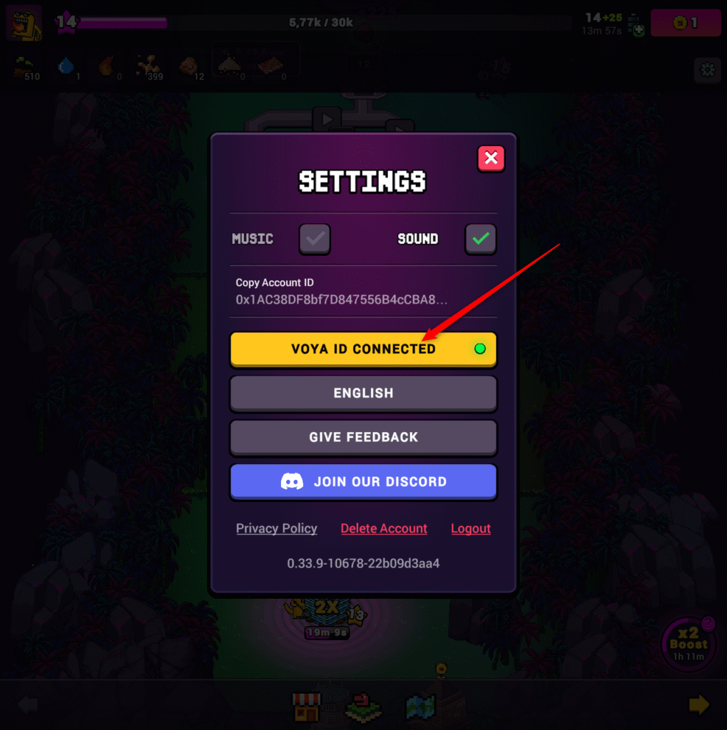 Craft world vinculación de redes sociales y wallet