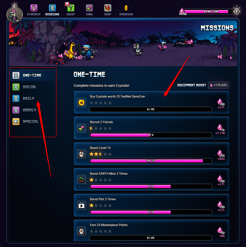 Misiones de craft world gaming airdrop de su moneda DYNOCOIN