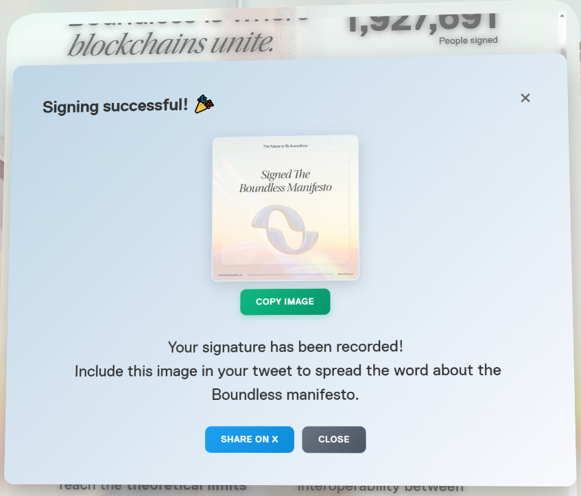 Firma de manifiesto de boundless